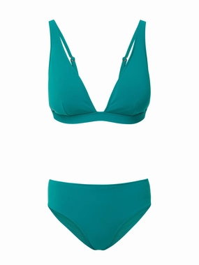 Jessica Top   Classic Midrise Bottom in Petrol bikini bottom with tie sides, swim top for sunbathing
