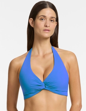 Jetset D DD Twist Front Bikini Top - Tide Blue full coverage swim tops, cute bikini tops