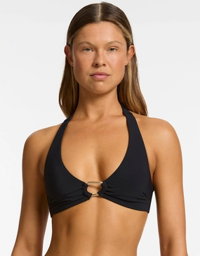 Jetset Lien Triangle Bikini Top - Black full coverage swim tops, cute bikini tops