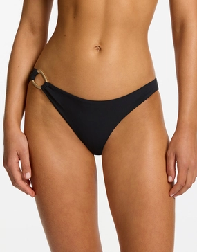 Jetset Lien Trim Hipster Bikini Pant - Black adjustable swim bottoms women, flattering bikini bottoms