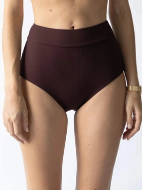 Joana - High Rise Moderate Coverage Swim Bottom | Espresso adjustable swimsuits for women, breathable swimwear for ladies