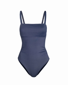 Jori One Piece In Indigo Twill high waist swimwear women, swimsuit for women beachwear