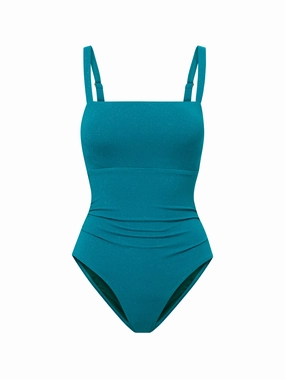Jori One Piece In Jungle Green Metallic Pique fashionable beach swimwear, modern womens bikinis