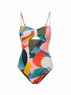 Juliette One Piece In Carta Colorblock Texture high waist swimwear women, swimsuit for women beachwear