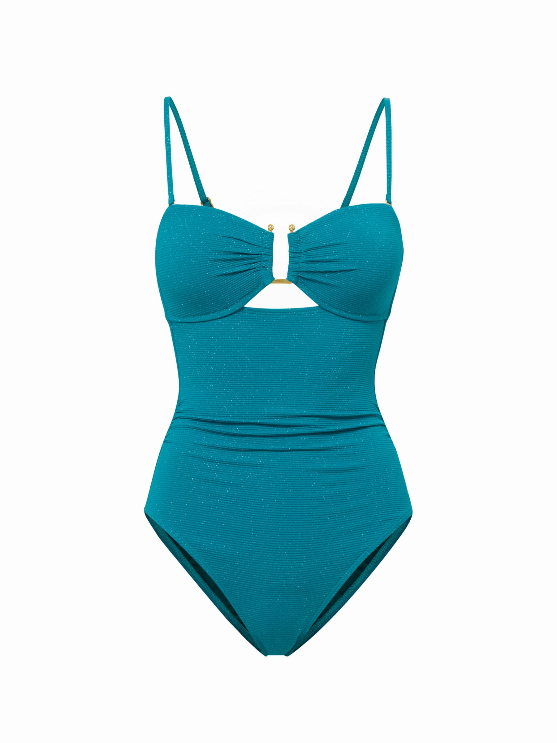 Juliette One Piece In Jungle Green Metallic Pique fashionable beach swimwear, modern womens bikinis