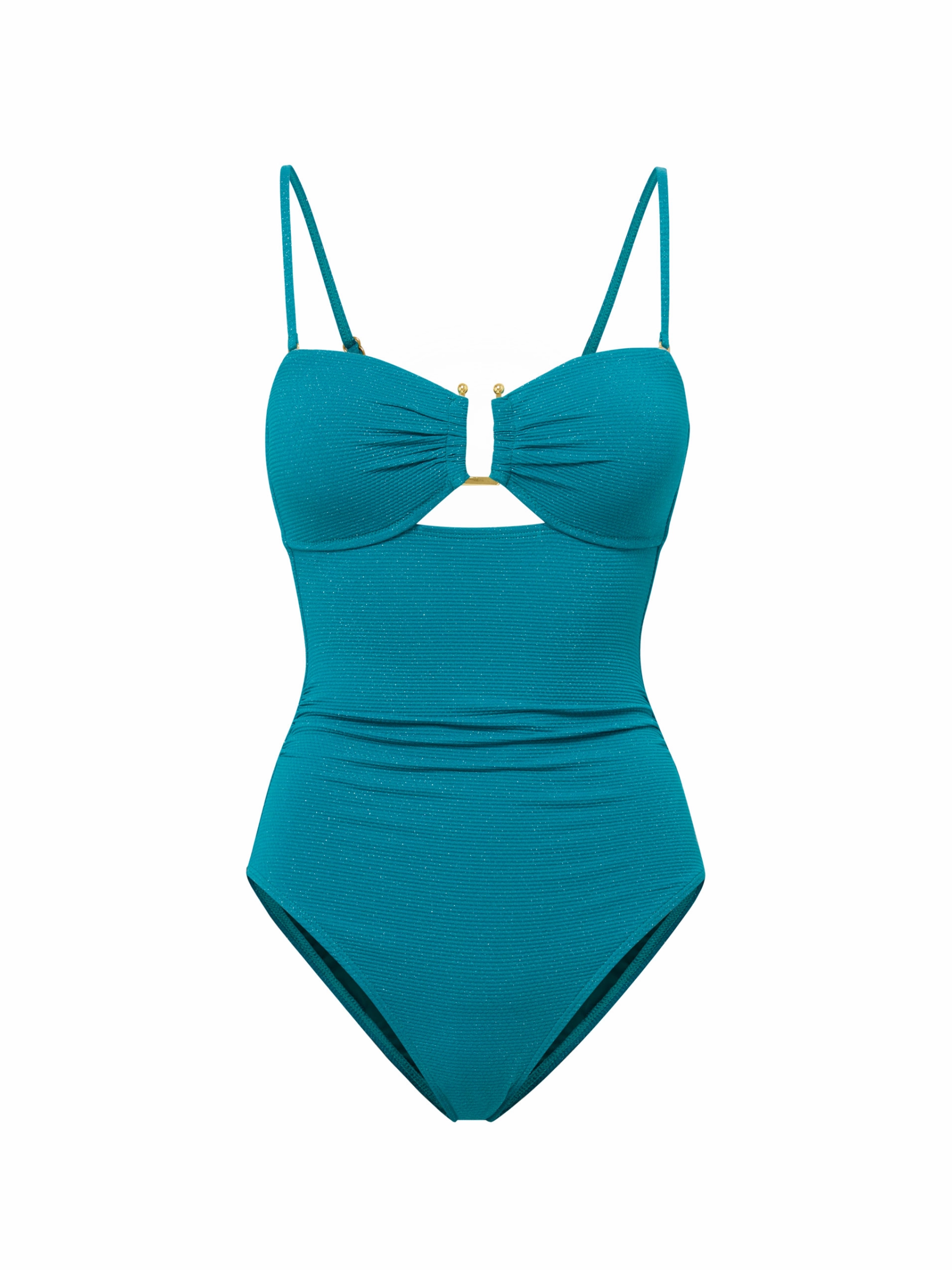 Juliette One Piece In Jungle Green Metallic Pique high waist swimwear women, swimsuit for women beachwear