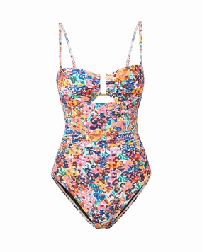Juliette One Piece In Painted Petals high waist swimwear women, swimsuit for women beachwear