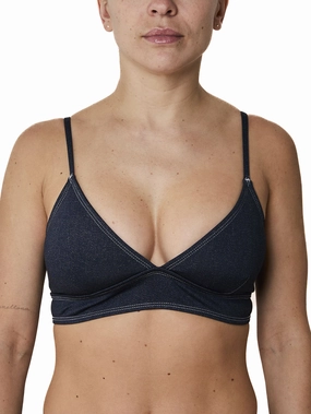 Justine Denim Bikini Top basic swimsuits for women, durable swimwear for ladies