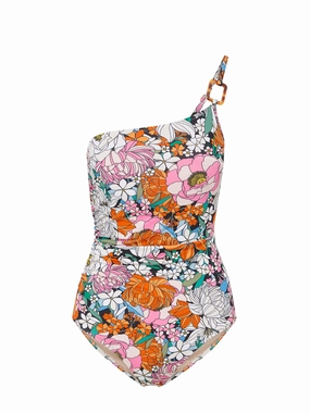 Kara One Piece Trim Tropical Garden fashionable beach swimwear, modern womens bikinis