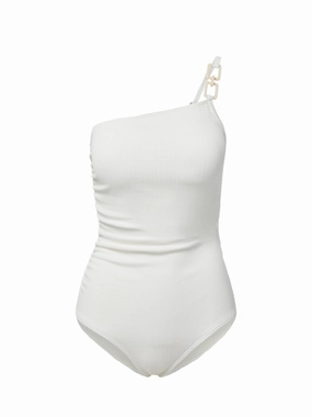 Kara Trim One Piece Ivory Texture high waist swimwear women, swimsuit for women beachwear