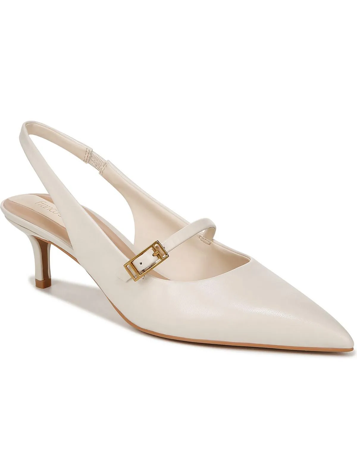 Khloe Womens Leather Pointed Toe Slingback Heels