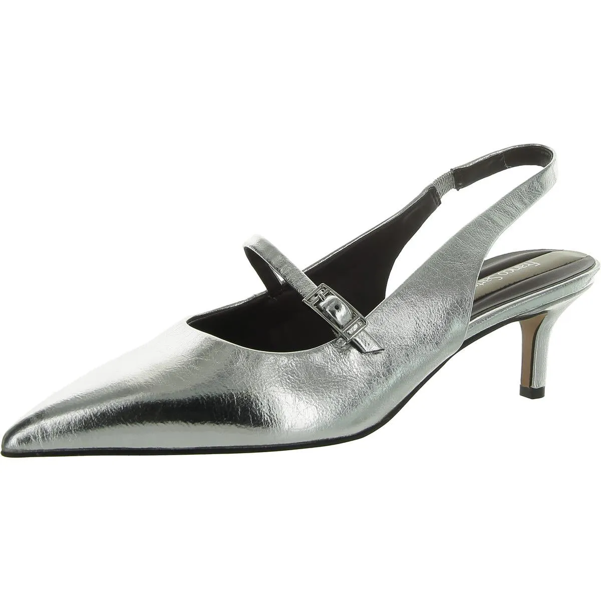 Khloe Womens Leather Pointed Toe Slingback Heels