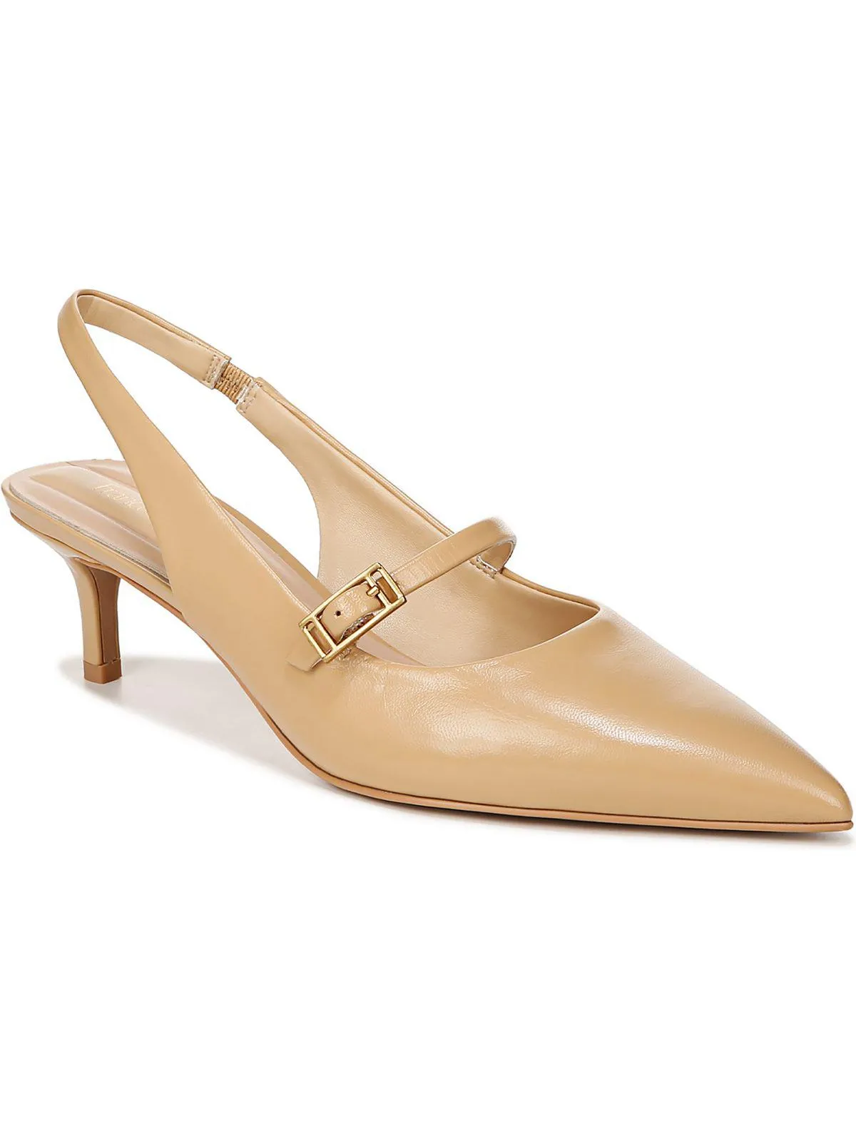 Khloe Womens Leather Pointed Toe Slingback Heels