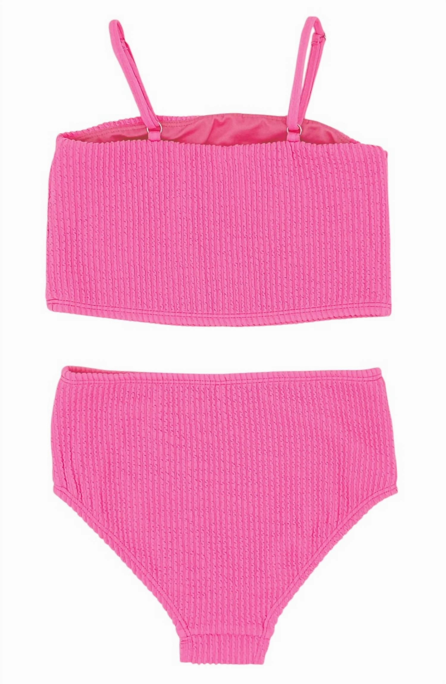 Kids Girls Bungalow Tankini Two-Piece Swimsuit In Hot Pink