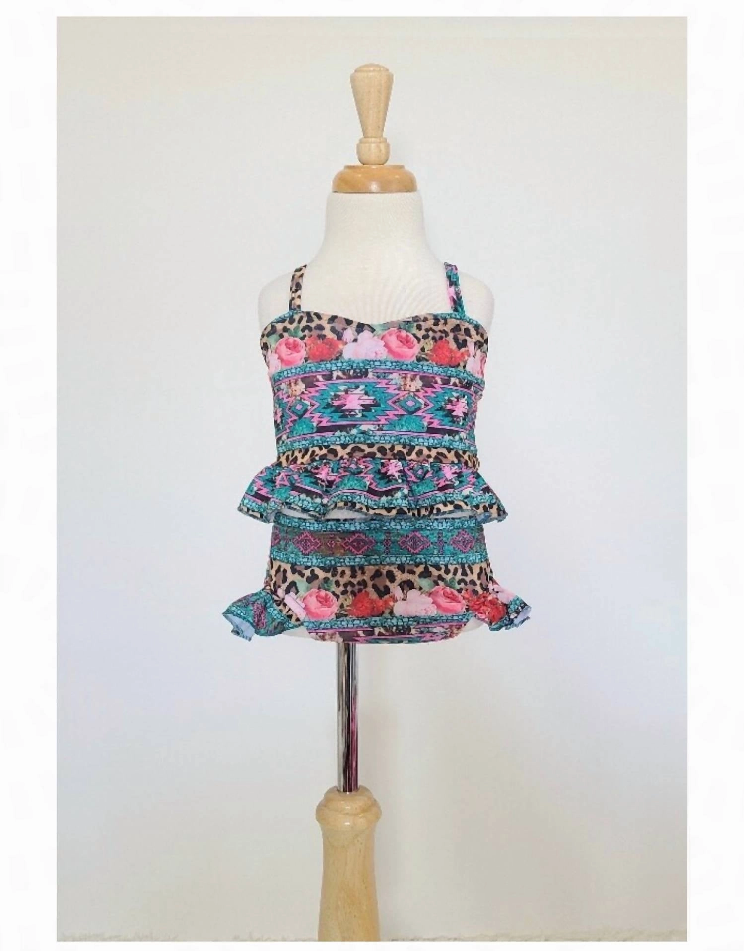 Kids Splashing Around Swimwear In Leopard Rose