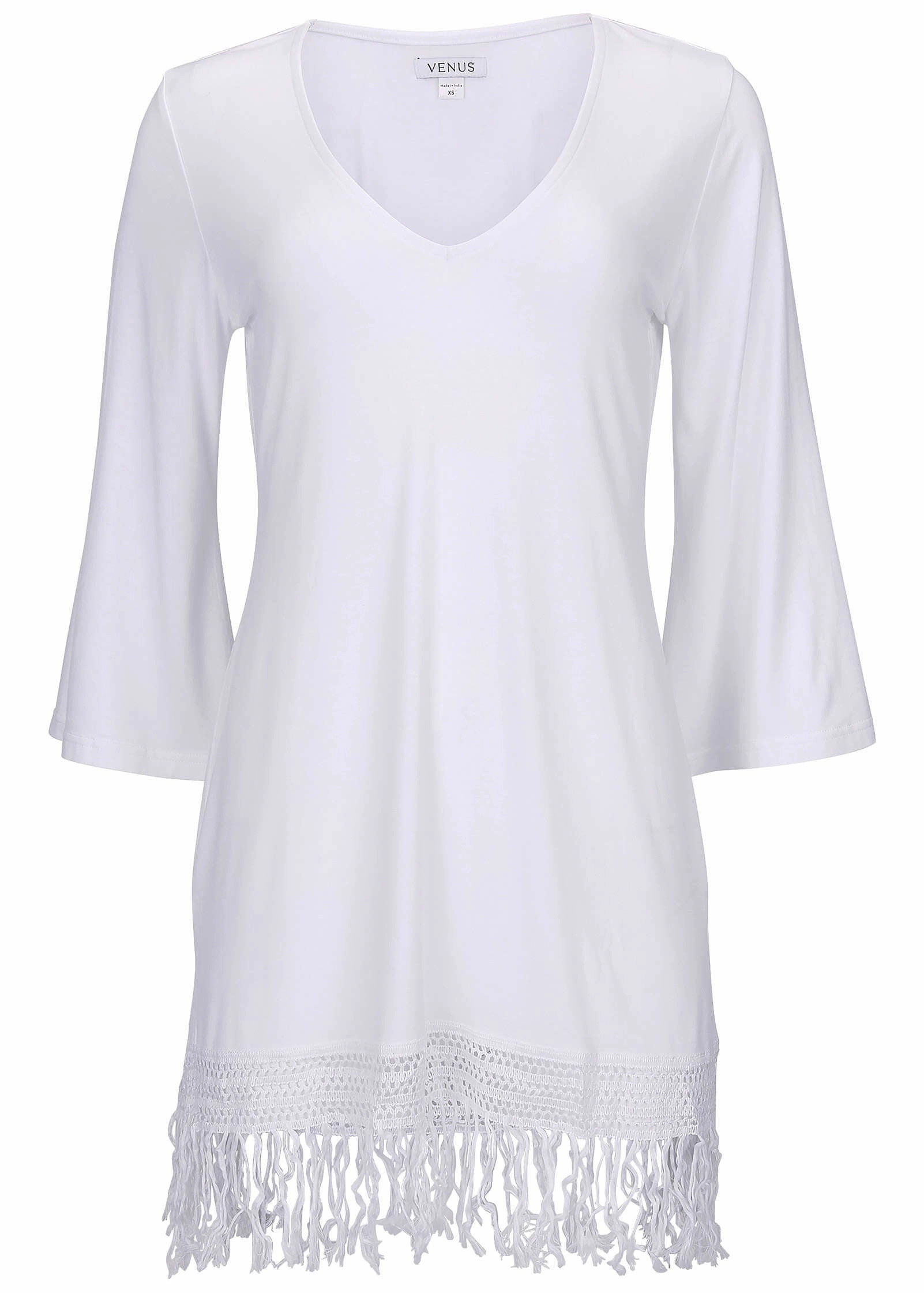Knit Tunic Cover-Up Dress - White