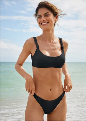 Knotted Sport Top - Black Beauty womens sun protection swimwear, trendy swimwear collection