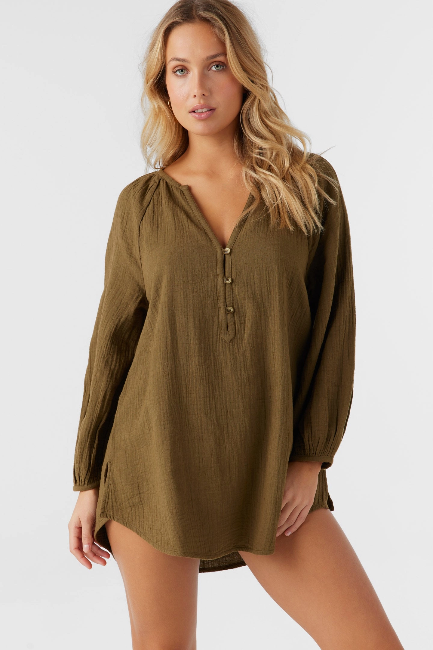 KRYSTEN CRINKLE DOUBLE GAUZE TUNIC SWIM COVER-UP