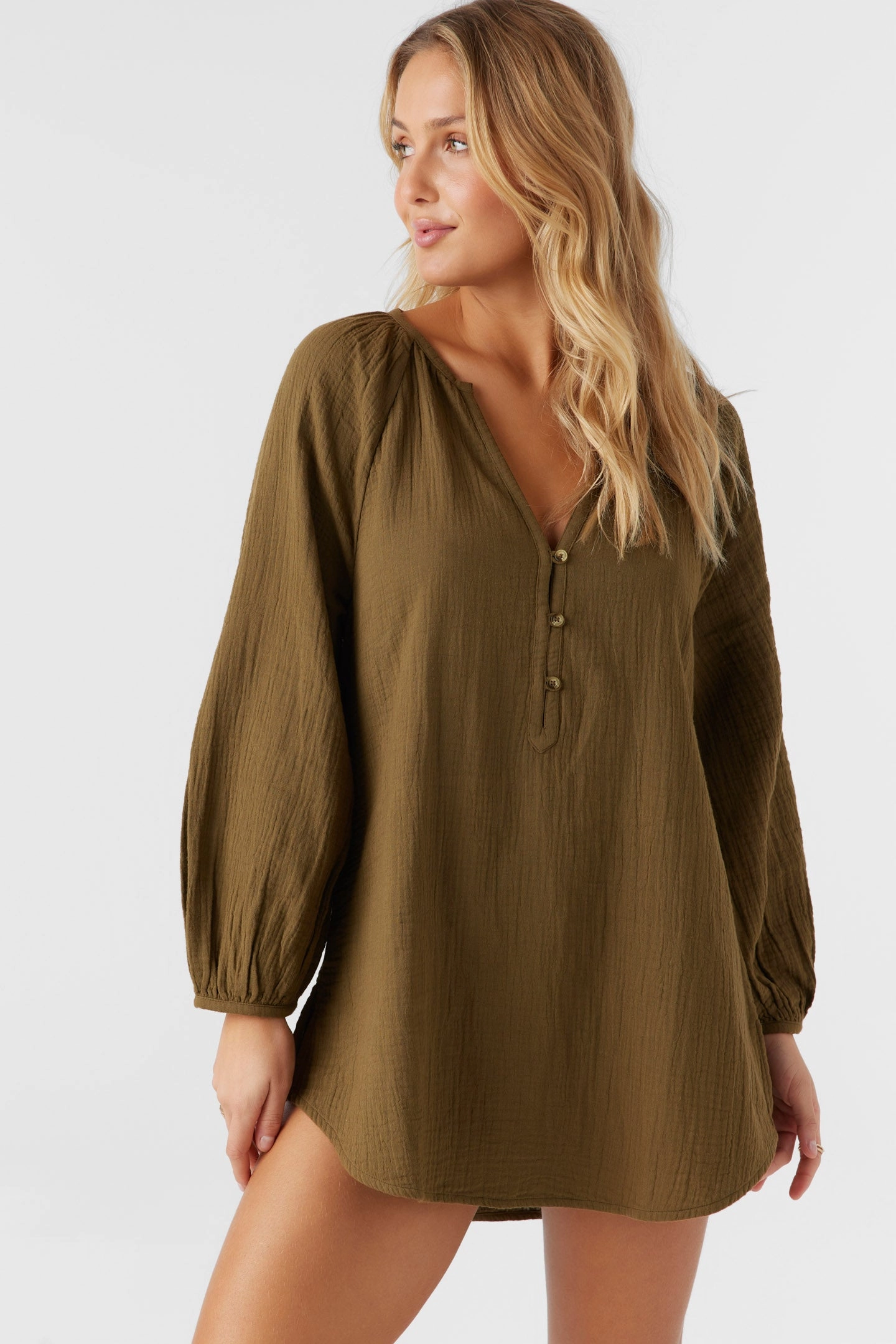 KRYSTEN CRINKLE DOUBLE GAUZE TUNIC SWIM COVER-UP