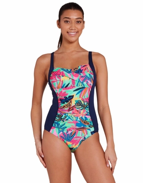 Kuringai Ruched Front Adjustable Swimsuit - Navy/Multi minimalistic swimsuits women, sleek swimwear styles