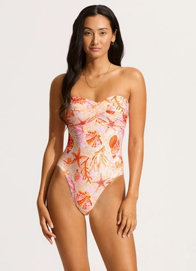 La Mer Twist Bandeau One Piece - White affordable swimwear for women, chic swimsuits for women