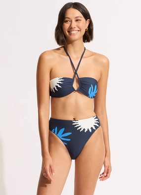 La Palma High Waisted Bikini Bottom - True Navy modern womens swimwear, one piece swimsuits women