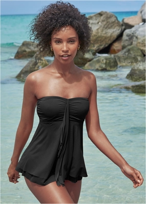 Lanai Bandeau Tankini - Black Beauty swimwear for all body types, comfortable womens beachwear