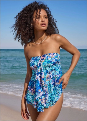 Lanai Bandeau Tankini - Harmonious supportive swim tops, printed bikini tops