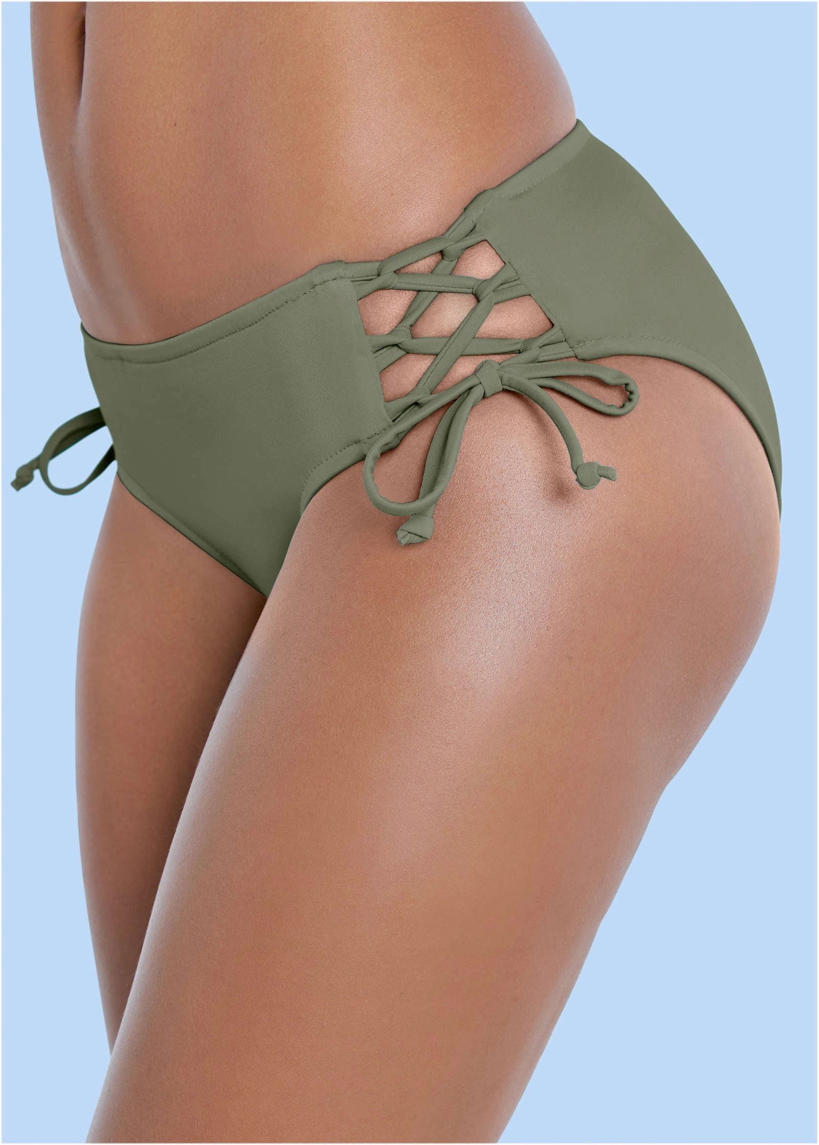Lattice Side Bikini Bottom - Army Green