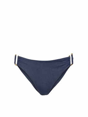 Layla Hipster Bottom In Indigo Twill high waist swimwear women, swimsuit for women beachwear