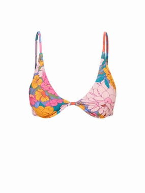 Leah Top In Zinnia Fields strapless swimwear tops, lightweight swim tops
