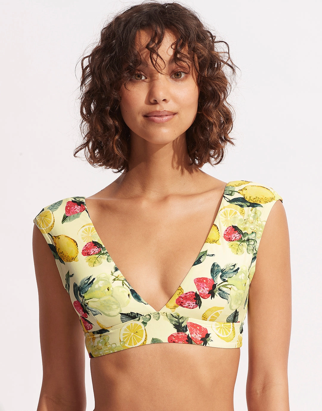 Lemoncello Cap Sleeve Bikini Top - Lemoncello stylish swimwear tops, womens beach tops