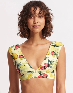 Lemoncello Cap Sleeve Bikini Top - Lemoncello stylish swimwear tops, womens beach tops