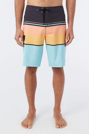Lennox Stripe 21" Boardshorts In Turquoise mens beach swimwear, quick dry mens swimsuits