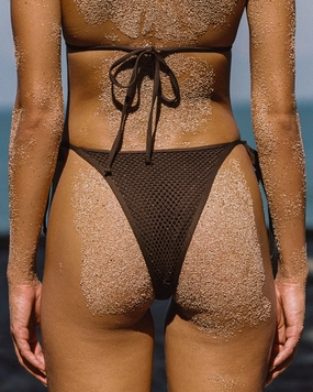 Levy Bikini Bottom - Espresso ruched bikini bottoms, hipster swimwear bottoms