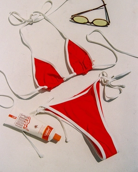 Levy Bikini Bottom - Flame-Cream ruched bikini bottoms, hipster swimwear bottoms