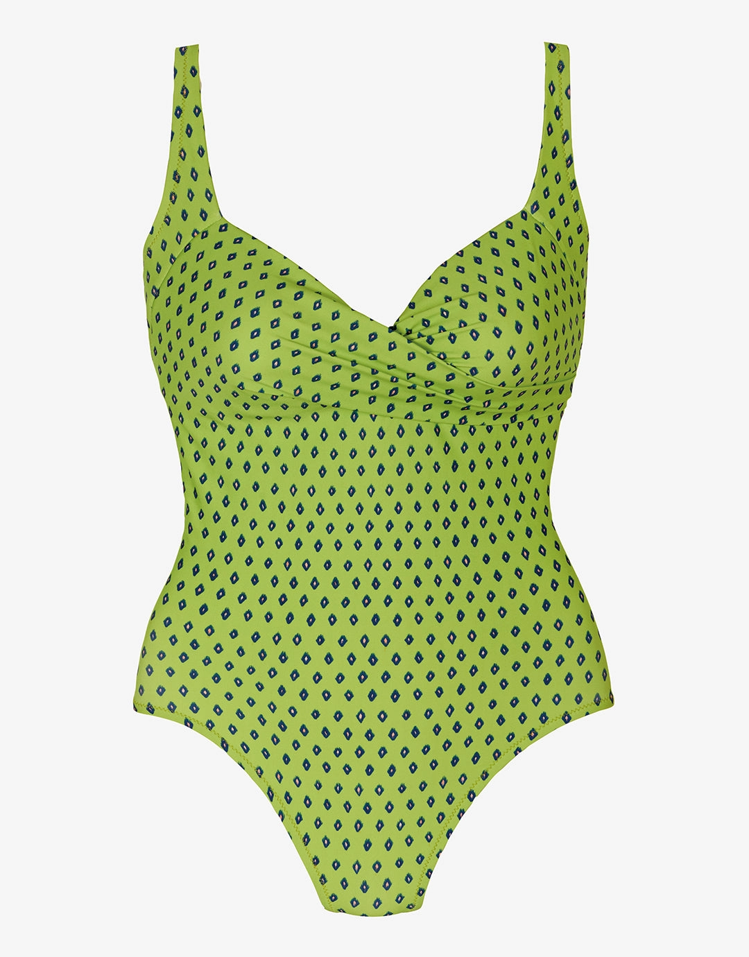 Lima Wrap Front Swimsuit - Lime womens resort swimwear, flattering one-piece swimsuits