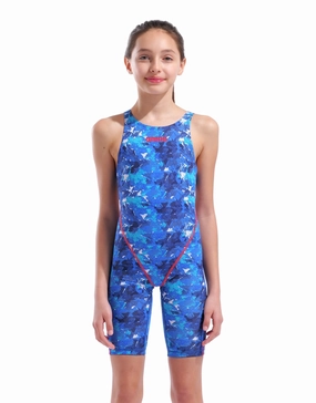 Limited Edition Girls Powerskin ST NEXT Open Back - Splashy Mulit youth racing swimsuits, competition swimwear kids