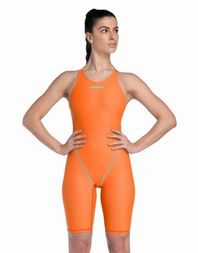 Limited Edition Powerskin ST NEXT Open Back - Orange/Teal minimalistic swimsuits women, sleek swimwear styles
