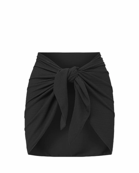 Liv Sarong In Black Texture high waist swimwear women, swimsuit for women beachwear