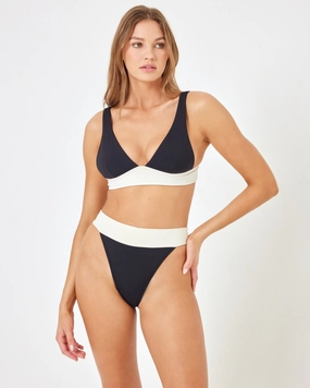 Lola Bikini Bottom - Black-Cream timeless swimwear styles women, comfy swimwear for women