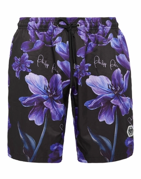 Long Swim-Trunks Flowers mens beach swimwear, quick dry mens swimsuits