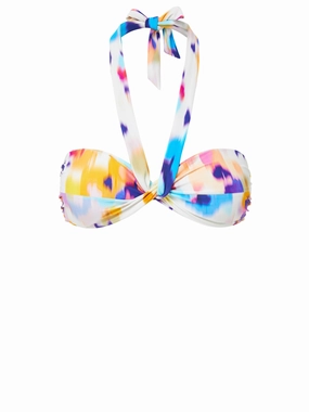 Loryn Top Floral Ikat strapless swimwear tops, lightweight swim tops