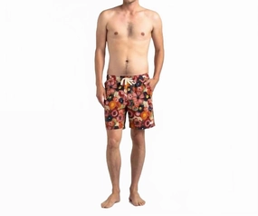 Lotus Boardshorts In Mahogany mens full coverage swimwear, stylish mens swim trunks