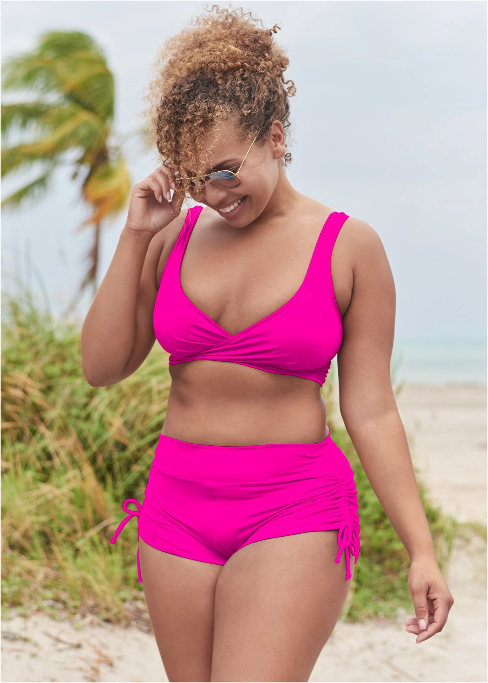 Lovely Lift Wrap Bikini Top - Electric Pink