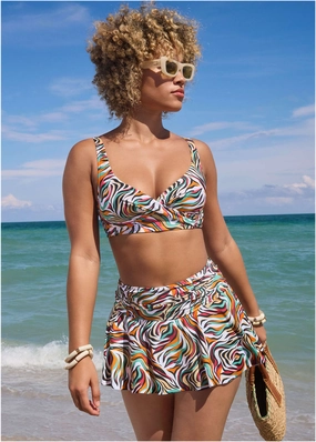 Lovely Lift Wrap Top - Earth Swirls bandeau bikini tops, triangle swim tops