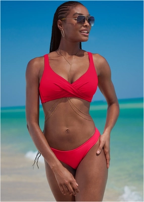 Lovely Lift Wrap Top - Red Hot womens sun protection swimwear, trendy swimwear collection