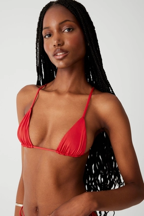 Lumia Triangle Bikini Top - True Red womens printed swimsuits, beach ready swimwear ladies