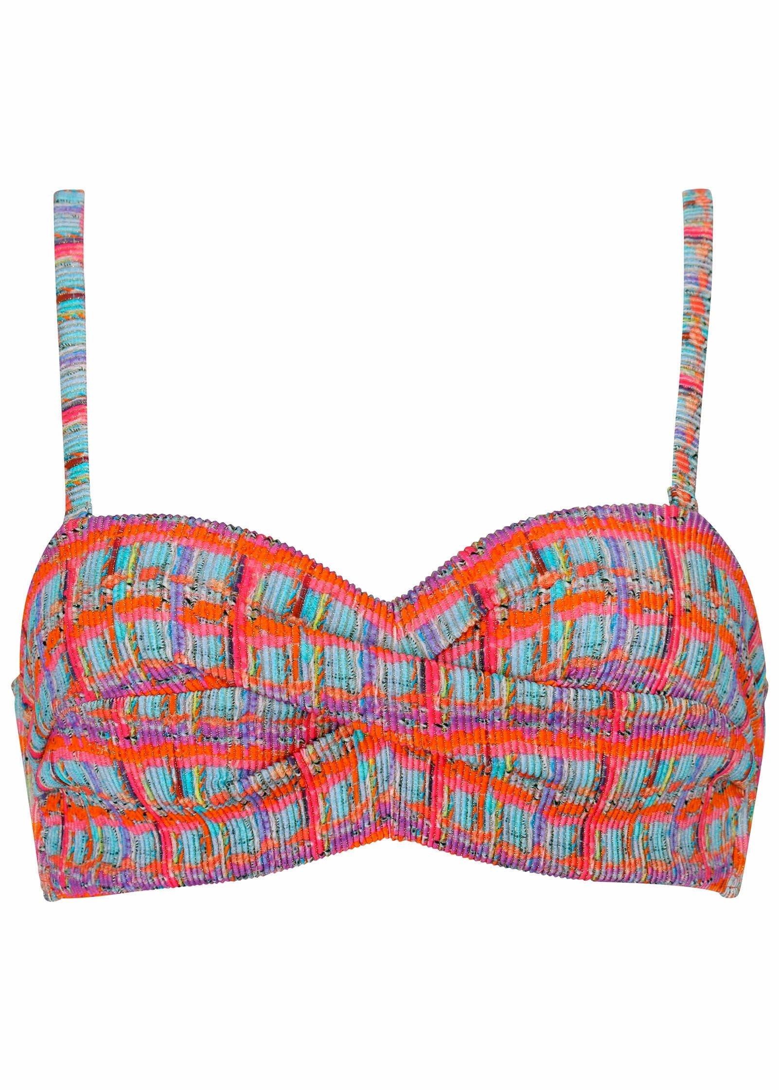 Lurex Rib Amalfi Bandeau Top - Tweedy Plaid