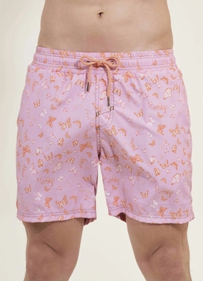 Maaji Sweet Papillon Sailor Men Trunks In Pink mens beach swimwear, quick dry mens swimsuits